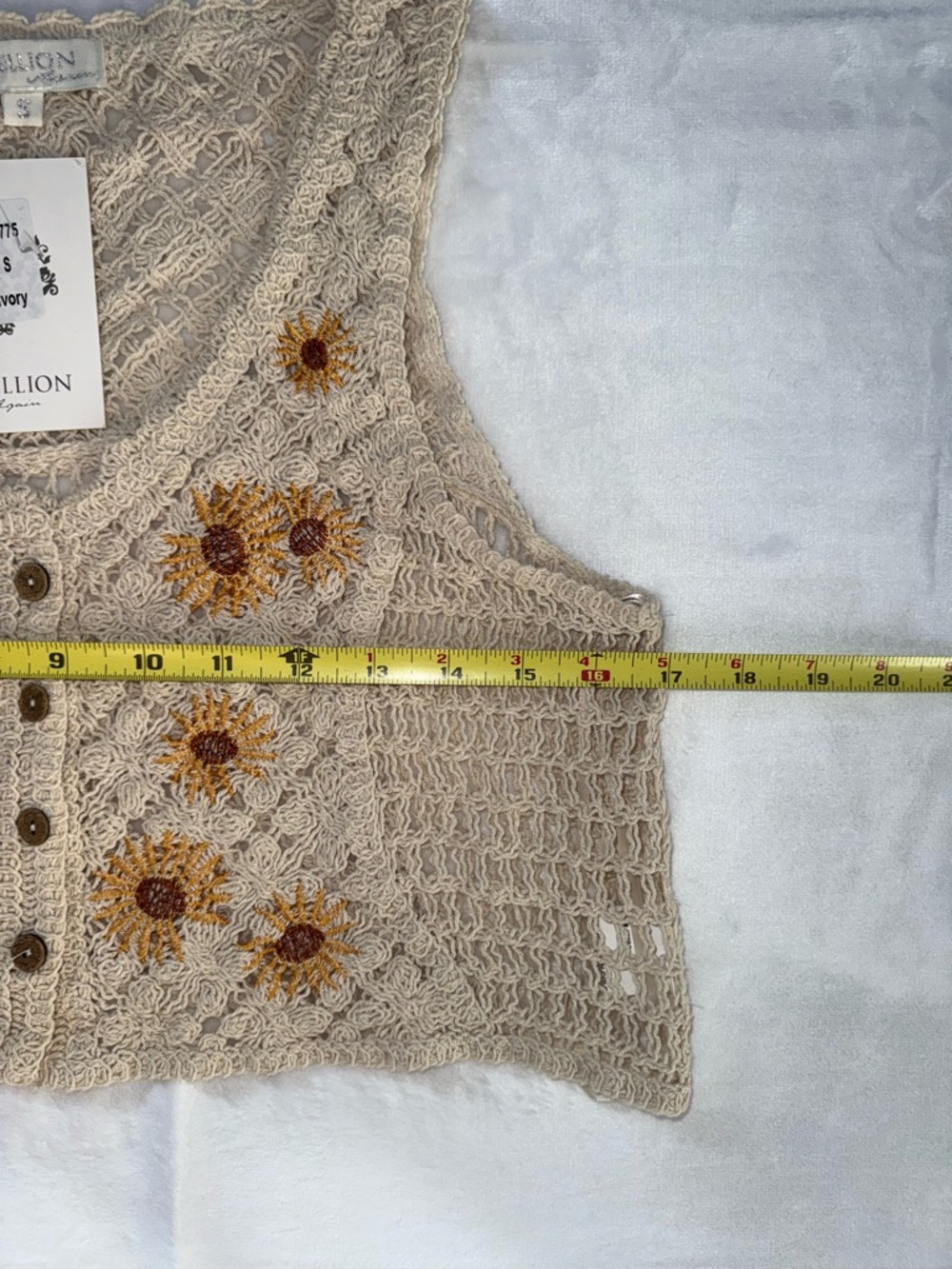Rebellion Again Women Size S Vest Knit Embroidered Floral Cotton New Sleeveless - Picture 4 of 8